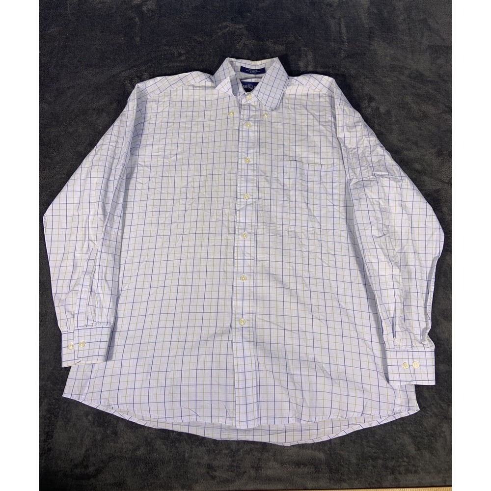 Alan Flusser Men's Button Down Long Sleeve Shirt Size M Gray Checkered